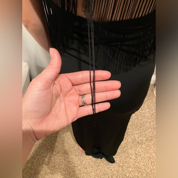 BCBGeneration  NWOT Black Fringe Maxi Dress - Picture 12 of 12